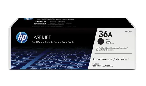 Compare HP 201A Yellow Original LaserJet Toner Cartridge with HP 36A 2-pack Black Original LaserJet Toner Cartridges toner cartridge 2 pc(s)