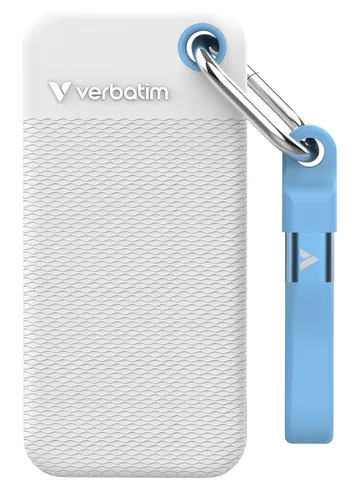 Image Verbatim Pocket SSD USB 3.2 Gen 2 2TB White/Light Blue with Sleeves