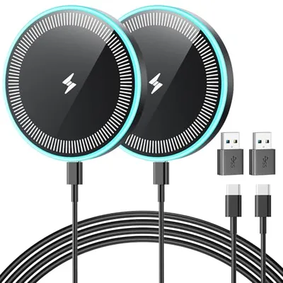 QUZUDN Magnetic Fast Wireless Charger 2-Pack