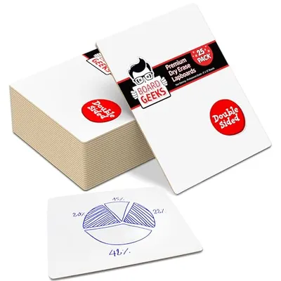 Board Geeks 25-Pack Double-Sided Whiteboards 9x12in
