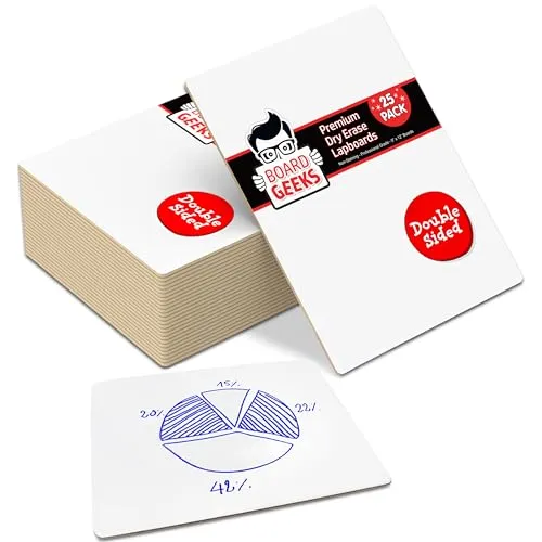 Image Board Geeks 25-Pack Double-Sided Whiteboards 9x12in