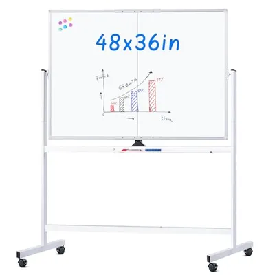 maxtek Rolling Whiteboard 48x36 Silver