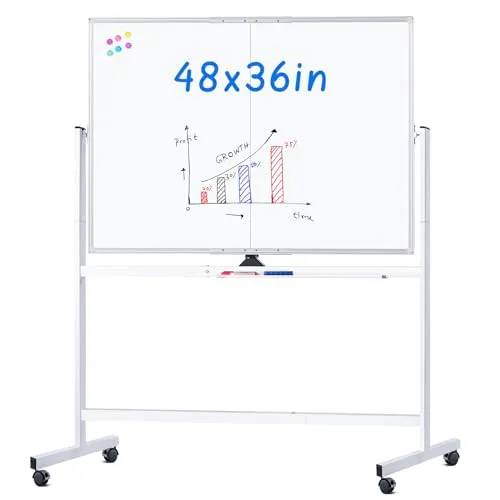 Image maxtek Rolling Whiteboard 48x36 Silver