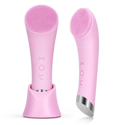 PRITECH Heated Silicone Facial Cleansing Brush Pink