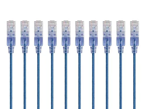 Compare Monoprice SlimRun Cat6A Ethernet Cable 5ft Blue with Cable Matters Shielded Cat 6A 5ft Black