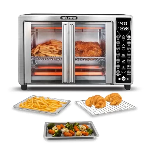 Compare Gourmia French Door Air Fryer Oven with Hamilton Beach 2-in-1 Toaster Oven