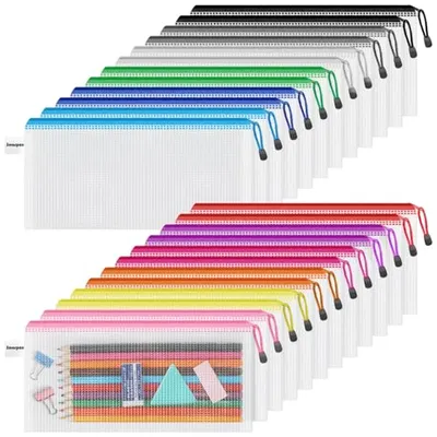 Smarpau 24-Pack 9.3"x4.7" Mesh Pencil Cases