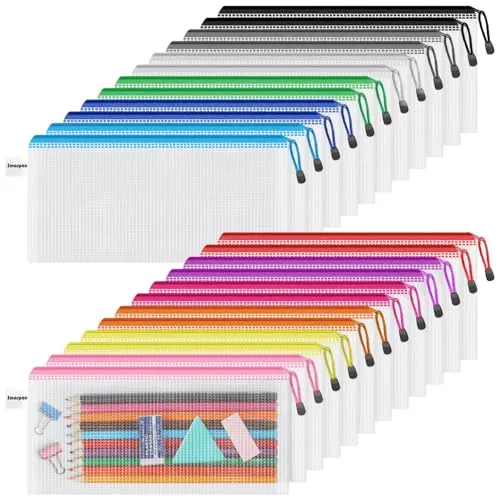 Smarpau 24-Pack 9.3"x4.7" Mesh Pencil Cases