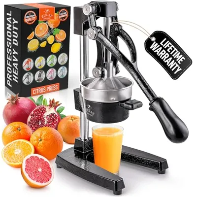 Zulay Kitchen Cast Iron Citrus Juicer Orange