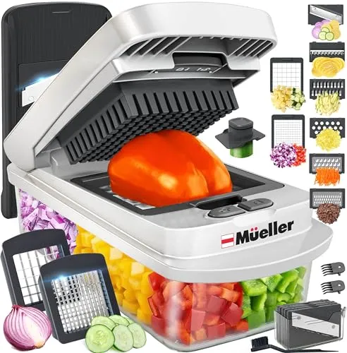 Compare Mueller Home Pro 10 in 1 Chopper with Yusshn 12-in-1 Multifunctional Vegetable Chopper Grey