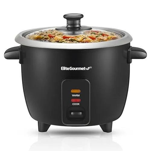 Compare Elite Gourmet ERC003BX 6-Cup Rice Cooker Black with Dash Aqua Mini Rice Cooker