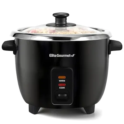 Elite Gourmet ERC006SS 6-Cup Rice Cooker Black