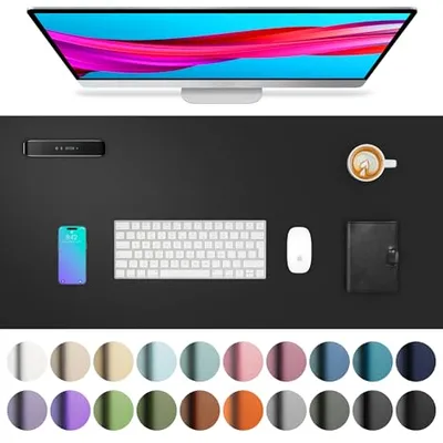 Aothia PU Leather Desk Pad Black 24-Inch