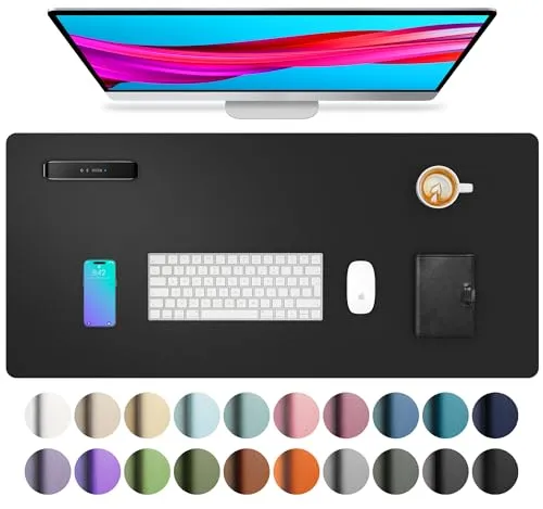 Image Aothia PU Leather Desk Pad Black 24-Inch