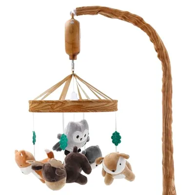 The Peanutshell Woodgrain Woodland Musical Crib Mobile