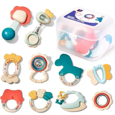 hahaland 10-Piece Baby Rattle Teether Set