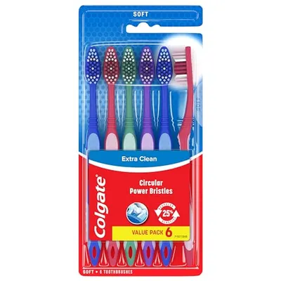 Colgate Extra Clean Soft Toothbrush 6 Count