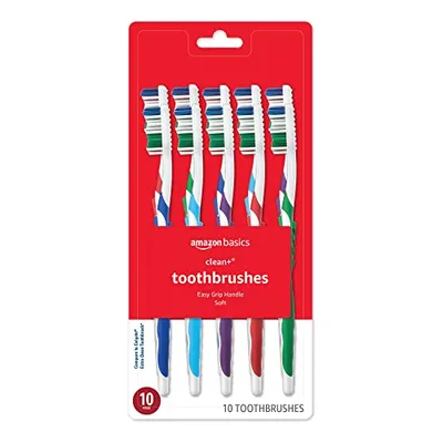 Amazon Basics Clean Plus Toothbrushes 10 Count