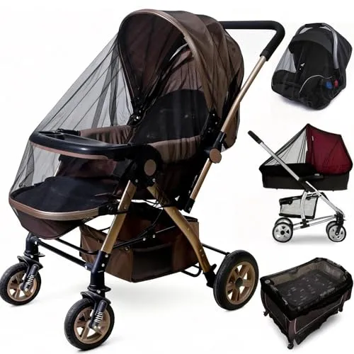 Image Sysmie Universal Baby Stroller Mosquito Net Black 2-Pack