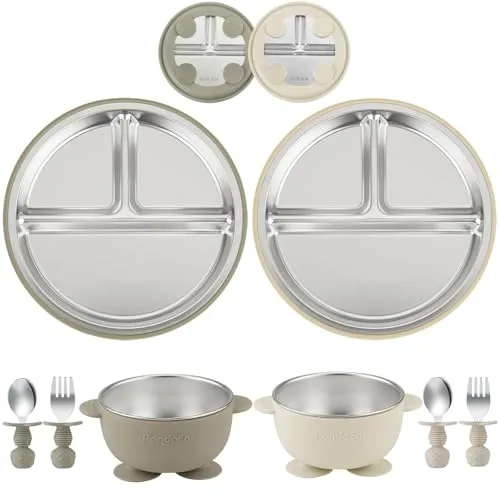 Compare Chicco Baby Feeding Set with PandaEar Baby Feeding Set Tan Walnut