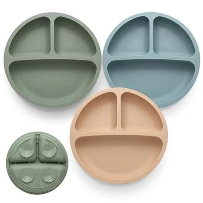 Eascrozn Silicone Divided Suction Plates 3-Pack