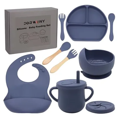 Dormlony Silicone Baby Feeding Set Navy Blue