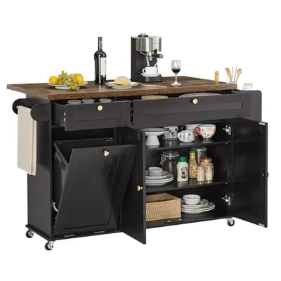 ONBRILL 60-Inch Drop Leaf Kitchen Island
