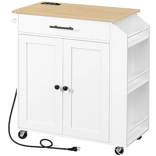 Image HOOBRO WN82UZD01G1 Rolling Kitchen Island White