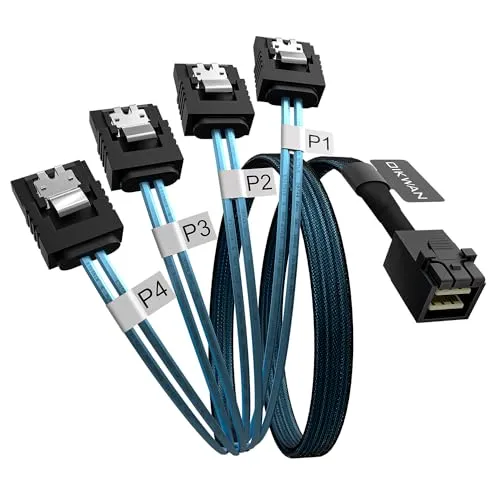 Image OIKWAN SFF-8643 to SATA Breakout Cable 3.3ft