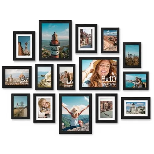 Image Vittanly 15 Pack Gallery Frame Set Black