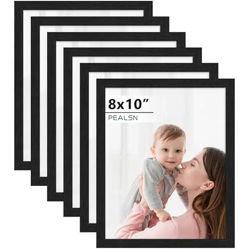 Image PEALSN 8x10 Black Woodgrain Picture Frame Set