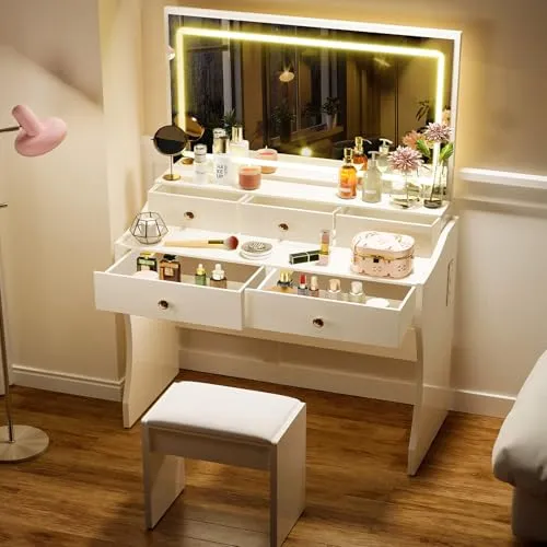 Image COMHOMA 5 Drawer Vanity Set Pearl White