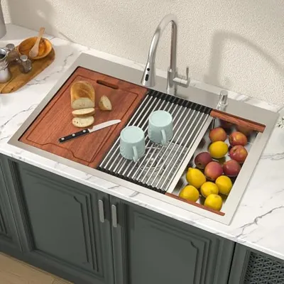 Lordear 33" SUS304 16 Gauge Stainless Steel Single Bowl Sink