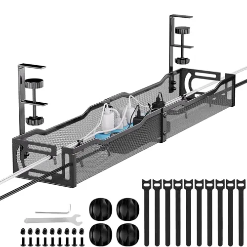 Image Mzmaxy 25 Inch Under Desk Cable Tray Black