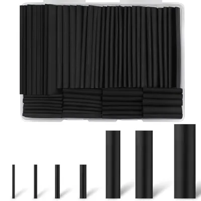 Rindion 127-Piece Heat Shrink Tubing Black