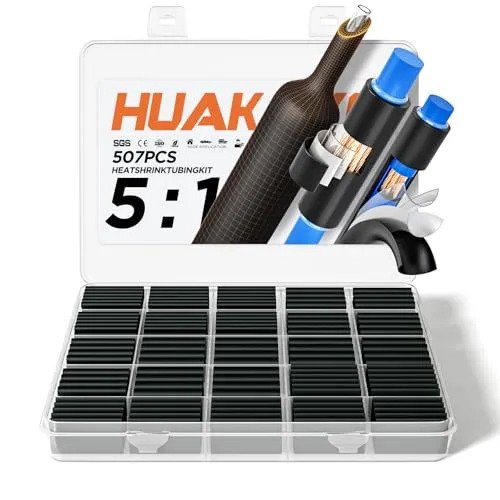 Image HUAKAYO 5:1 Heat Shrink Tubing Kit Black