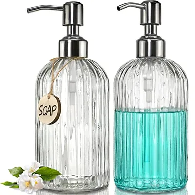 JASAI 2-Pack 18oz Vertical Stripe Glass Dispenser