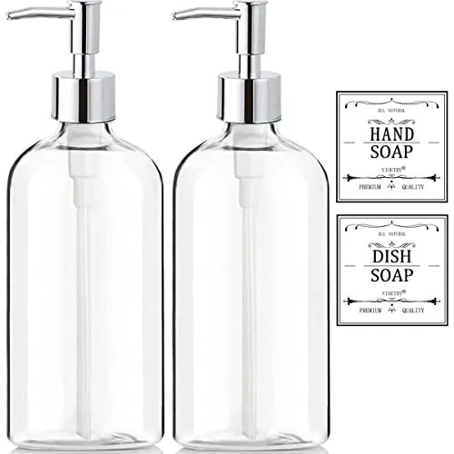 Image X Lent Clear Plastic Soap Dispenser 2-Pack