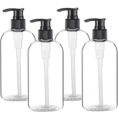 Vioetry 500ml Clear Plastic Pump Bottles 4-Pack