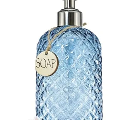 JASAI 18Oz Gem Pattern Glass Dispenser Blue