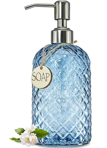 Image JASAI 18Oz Gem Pattern Glass Dispenser Blue