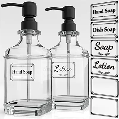 GLADPURE Black Glass Soap Dispenser 18oz 2-Pack