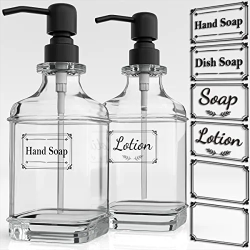 Image GLADPURE Black Glass Soap Dispenser 18oz 2-Pack
