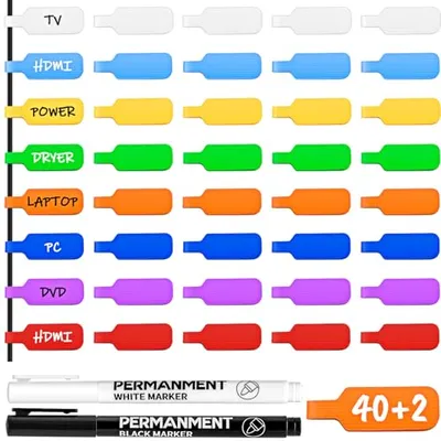 HOIGRBOM 40-Piece Large Multicolored Cable Labels