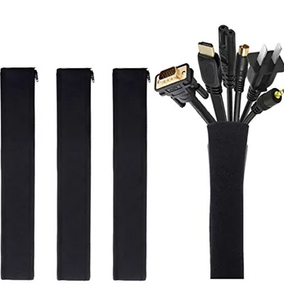 JOTO 4-Pack 19-20 Inch Zipper Cable Sleeves Black