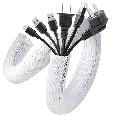 AGPTEK Self-Closing White Cable Sleeve 2-Pack