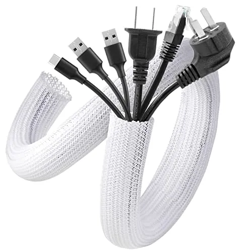 Image AGPTEK Self-Closing White Cable Sleeve 2-Pack
