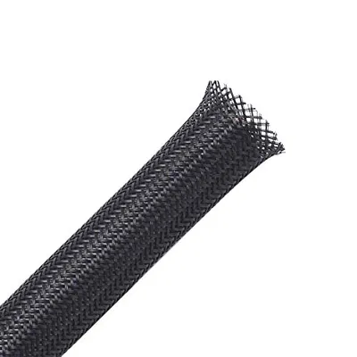 Alex Tech 1/4" Black PET Braided Sleeving 100ft