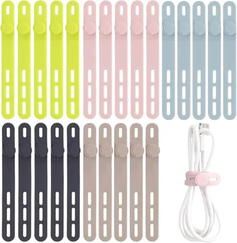 Image Oligei 25 Pcs Colorful Silicone Cable Ties